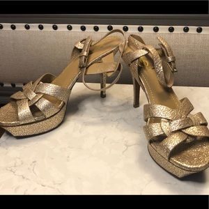 Authentic YSL Crackled Gold Tribute Platforms